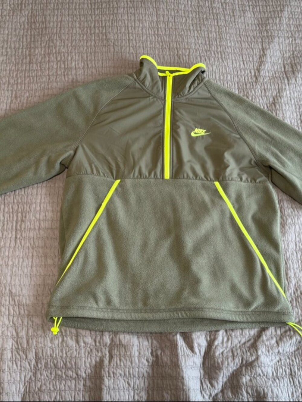 Nike Fleece Half-Zip Pullover, Olive Green, Men's Medium